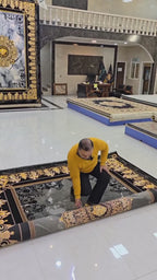 Marble Medallion Carpet – Black, Grey & Gold Finish